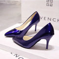 New women's Pumps Female Fashion Patent Leather Sexy Pointed Toe high heels Large size work shoes Wedding Shoes Size 44