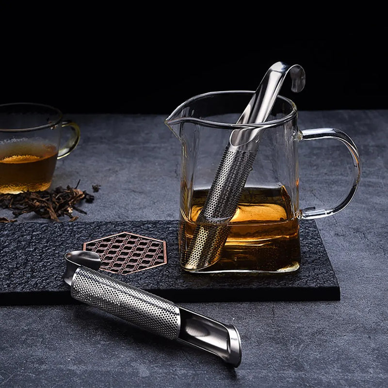 Portable Home Tea Accessories Filter Stainless Steel Tea Maker Piping Design Tea Spoon Brewer Long Handle Metal Creative Cup