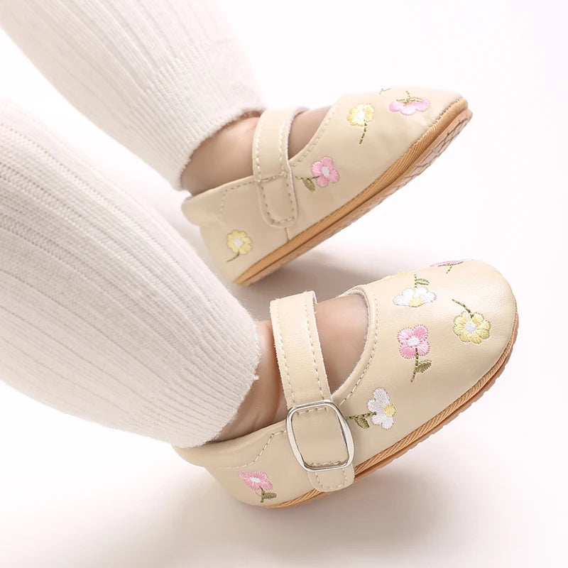Spring and Autumn Baby Apricot Princess Shoes 0-12 Months Non-Slip Soft Sole Walking Shoes