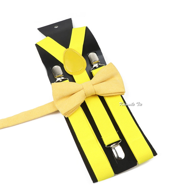 Fashion Men Kids Suspender Bowtie Sets For Wedding Party Festival Gift Brown Khaki Elastic Y - back Straps - Visuel 7 | SAMAG