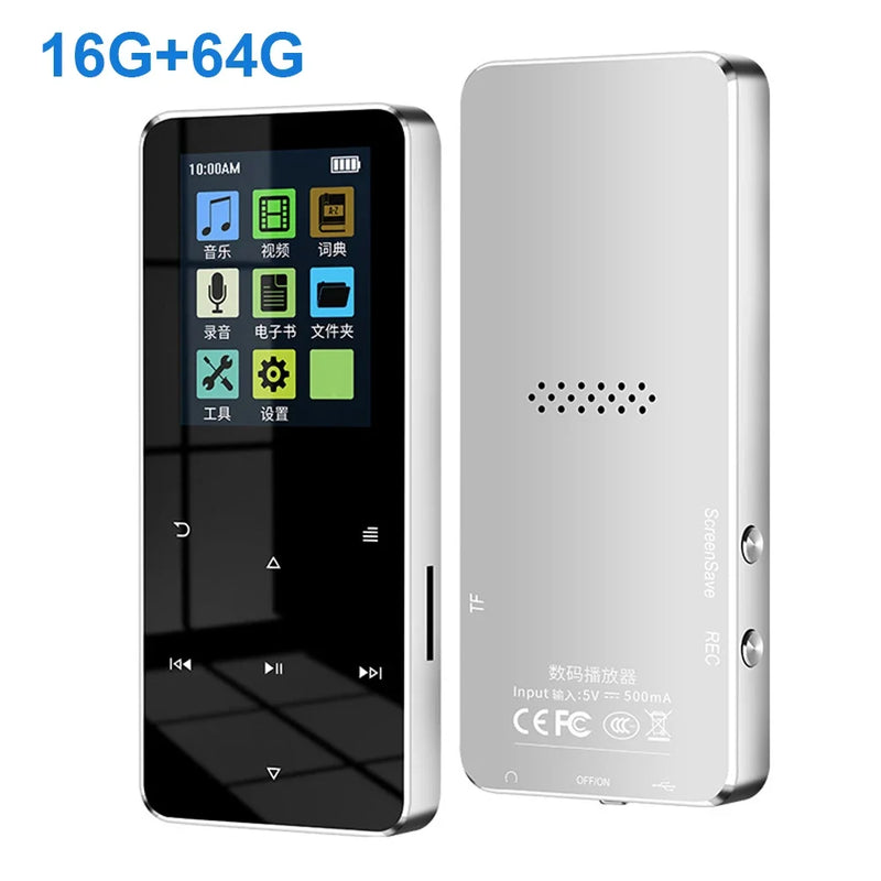 New 1.8 Inch Metal Touch MP3 MP4 Music Player Bluetooth-compatible 5.0 Fm Radio Video Play 8/32/64GB E-book Hifi Player Walkman