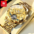 OLEVS 9910 Mens Watch Original Luxury Brand Waterproof Luminous  Automatic Mechanical Watch Dual Calendar Watch Box Reloj