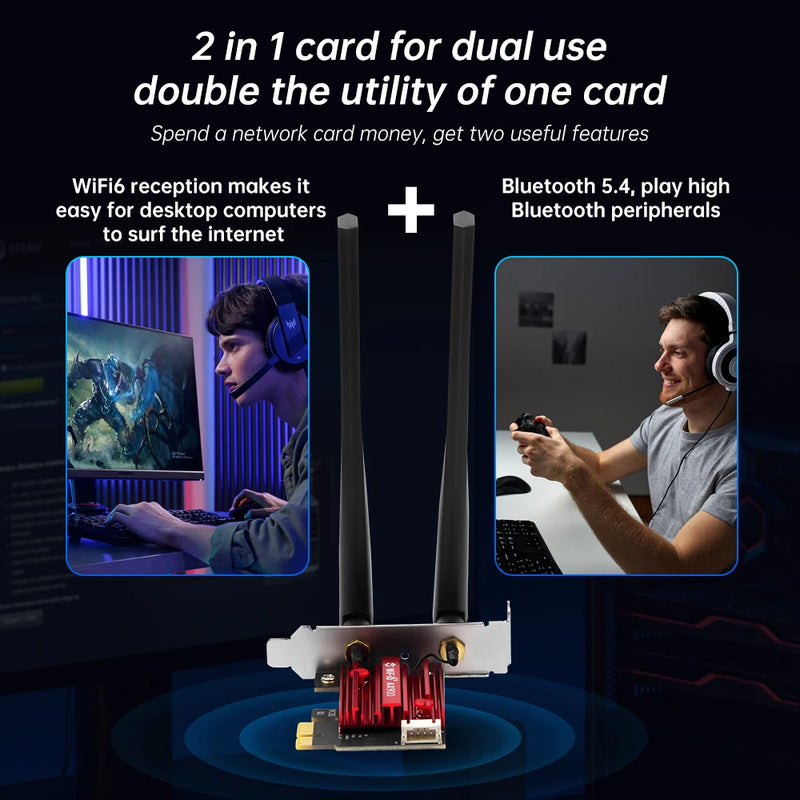 Fenvi Dual Band WiFi 6 AX900 Bluetooth 5.4 PCI - Express Wireless Adapter 8cm Low Bracke Network Card for - Visuel 3 | SAMAG