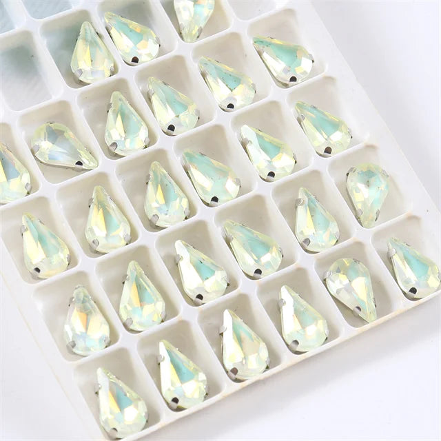 8x13mm Teardrop Crystal Sew On Rhinestone With Silver - View 12 | SAMAG