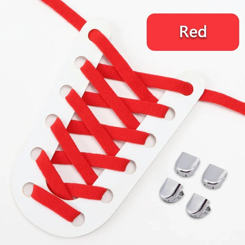 1Pair Elastic Laces Sneakers Tennis Flat Shoelaces No Tie Shoe Laces Without Ties Kids Adult 8mm Wide Shoelace Shoes Accessories