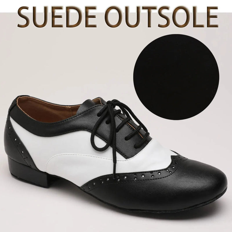 Latin Dance Men's Shoes Soft Sole Black White Modern Men's Plus Size Salsa Tango Jazz Sneakers Suede Rubber Outsole Dance Shoes