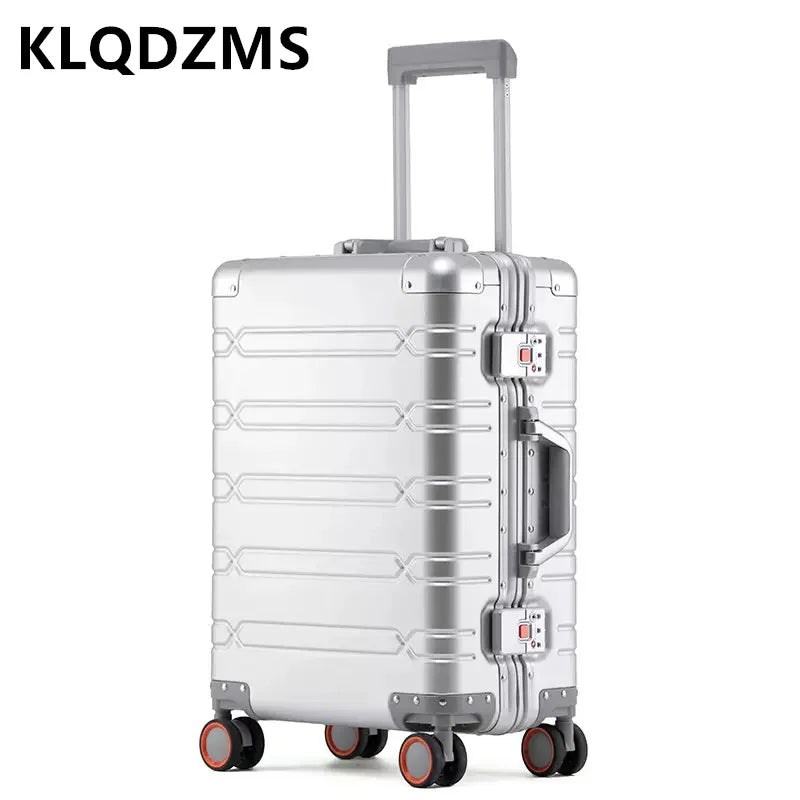 COLENARA All Aluminum Magnesium Alloy Luggage 20 Inch Cabin Rolling Metal Password Box 28 Inch Large Capacity Travel Suitcase