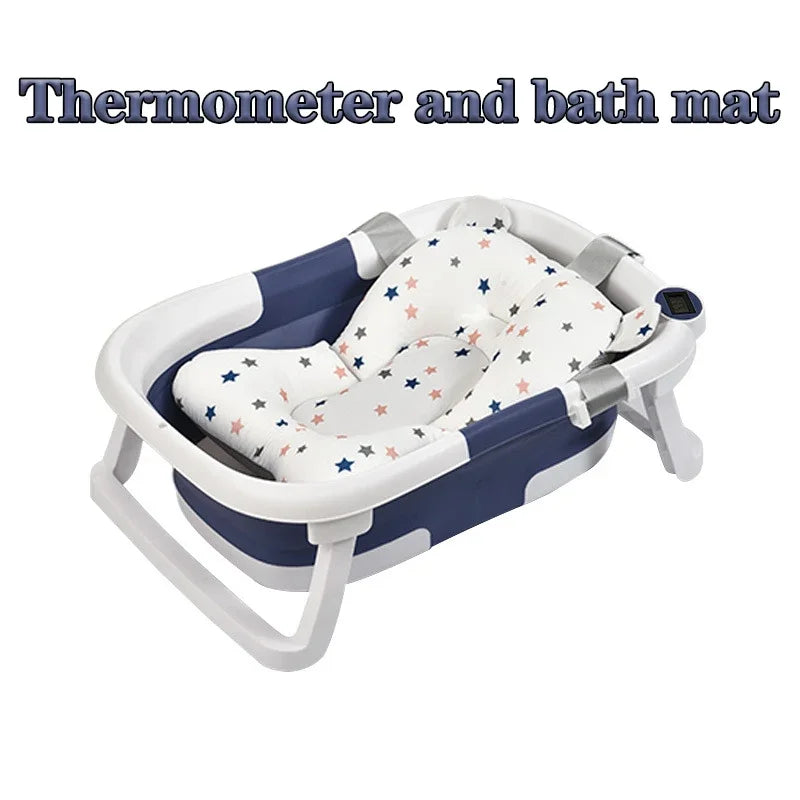 Baby Bathtub Real-time Temperature Silicone Non-Slip Foot Bath Bucket Folding Bathroom With Temperature Sensing