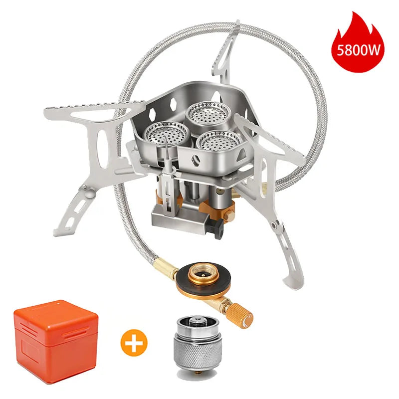 3500/5800W Big Power Gas Stove Camping BBQ Picnic Burner Portable Outdoor Windproof Fishing Hiking Heating Stove Wholesale