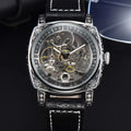 Men Automatic Watch Retro Style Mechanical Watches Skeleton Carve Waterproof Leather No Logo Mens Watch Boyfriend's Gift