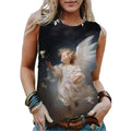 New Cute Angel Baby 3D Print Tank Tops Women Summer O-Neck Casual Vest Off Shoulder Y2k Sleeveless Top Camisole Woman Clothing