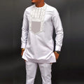 African Traditional Dress Men's Suit Long Sleeve Ethnic Style Printed Patchwork Shirt Casual Pants 2 Piece - View 26 | SAMAG