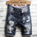 New Large Size Denim Shorts Retro Ripped Slim Men's Five | SAMAG