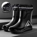 Rain Shoes Men's Medium Tube Non-slip Waterproof Shoes Outdoor Water Boots Thermal Short Tube Rubber Shoes Men
