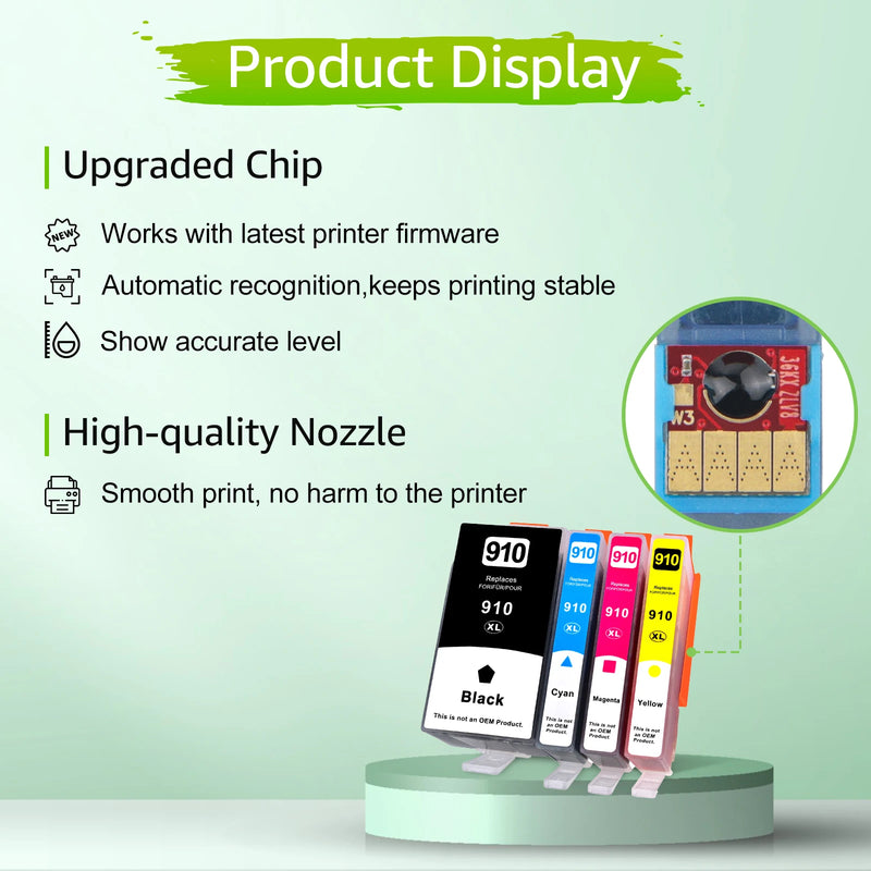 4Pack Compatible 910XL Ink Cartridges Black/Tir-Color - Visuel 3 | SAMAG