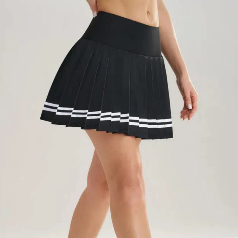 Pleated Skirt 2-in-1 Tennis Skorts With Inner Pockets Bouffancy Stripe High Waist Sportwear Outwear Quick Dry Fitness For Women