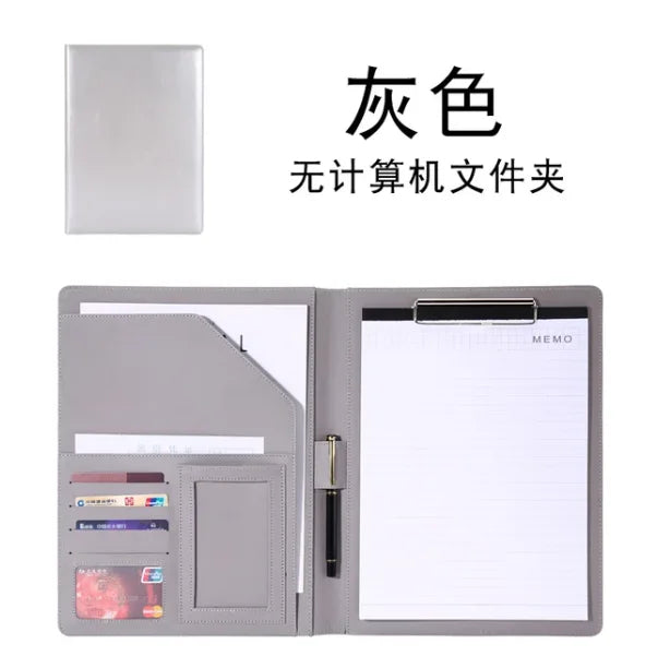 2026 A4 PU Leather Business Padfolio Organizer Case Vintage Binder Business Manager Document Pads Office File Folder