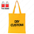 Custom Canvas Tote Bag 100% Cotton Print Your Design Logo Photo Handbag Work Reusable Grocery Shopping Customized Portable Bag