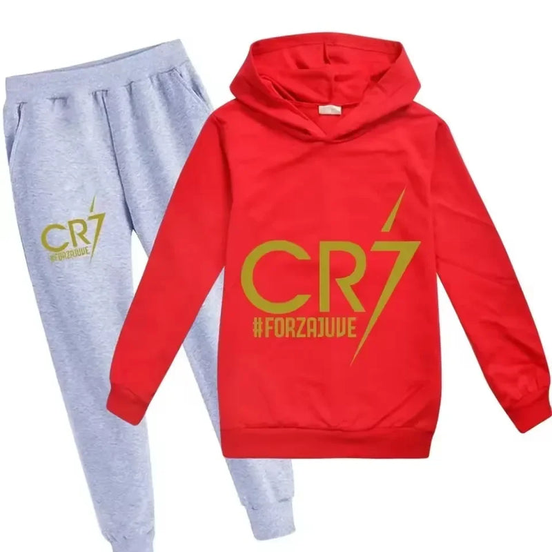 3-12 Years Spring Autumn Football CR7 Print Hoodie+Pants | SAMAG