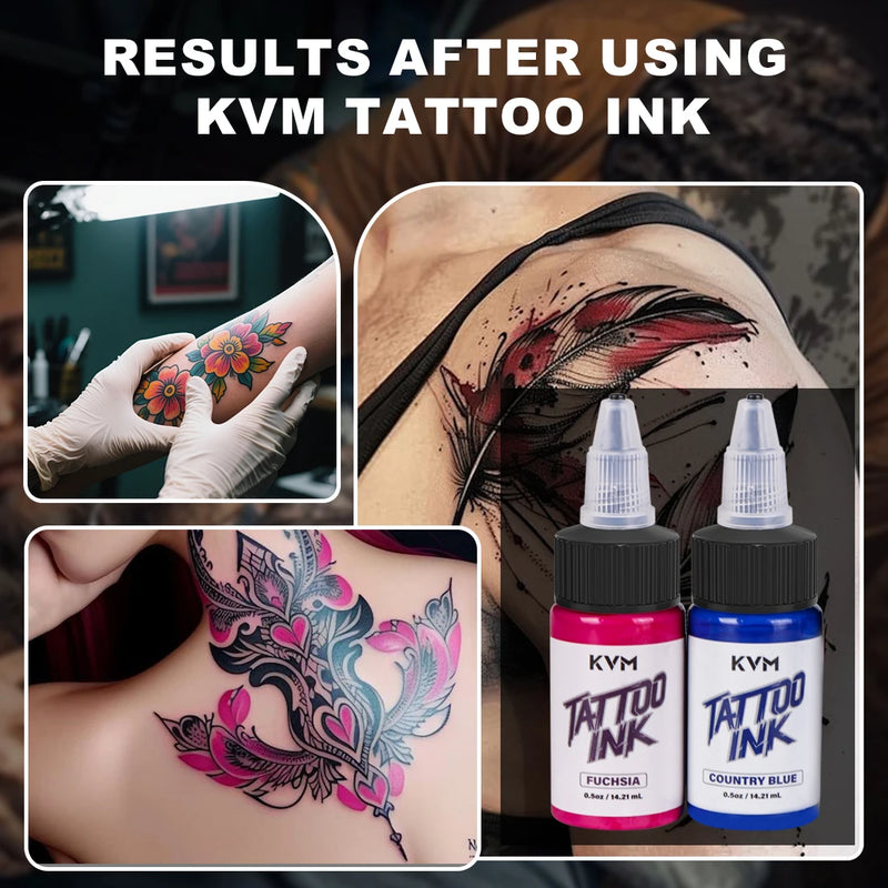 KVM 0.5oz 28 Colors Professional Tattoo Ink for Body Art Natural Plant Micro Pigment Permanent Tattoo Ink for Body Art Paint