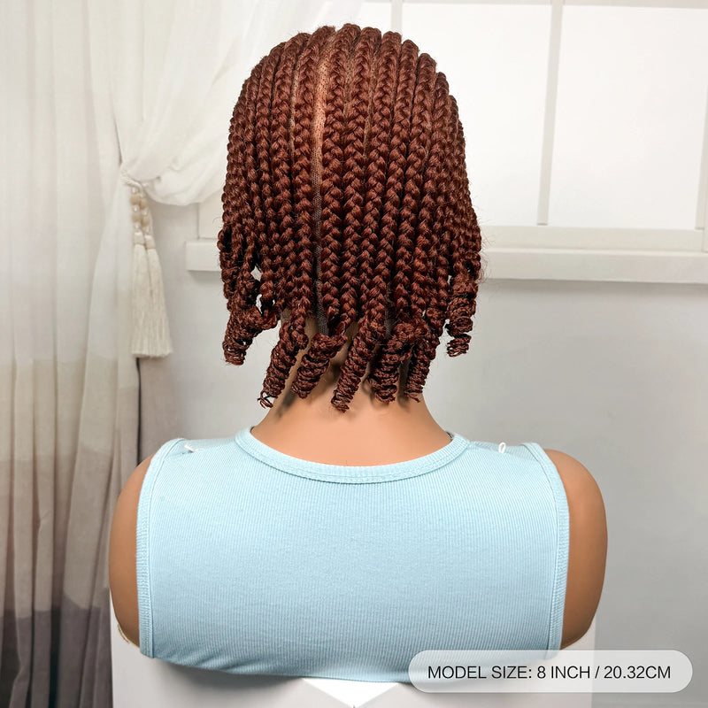 Short Ombre Cornrow Braided Bob Wig Synthetic Full Lace Braided Lace Wig with Baby Hair Knotless Handmade Braids Wigs for Women