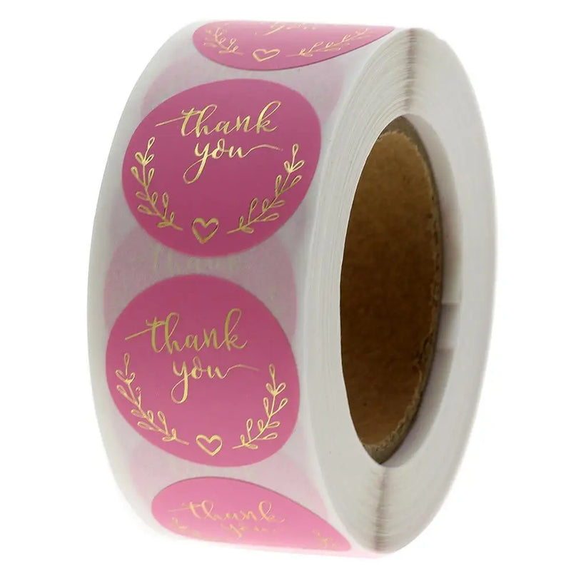 Round Pink Business Label Stickers Paper Cute Thank You - View 6 | SAMAG