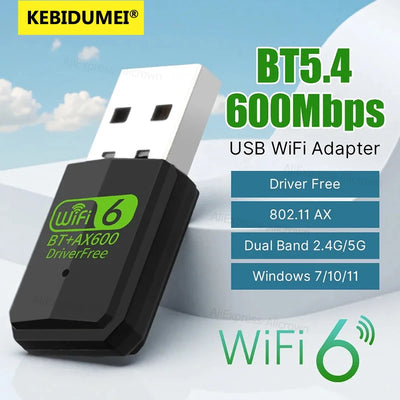 Wifi 6 Bluetooth 5.4 Adapter AX600 USB2.0 Dual Band 2.4G/5Ghz Network Wireless Receiver for PC Laptop 10/11 Driver | SAMAG