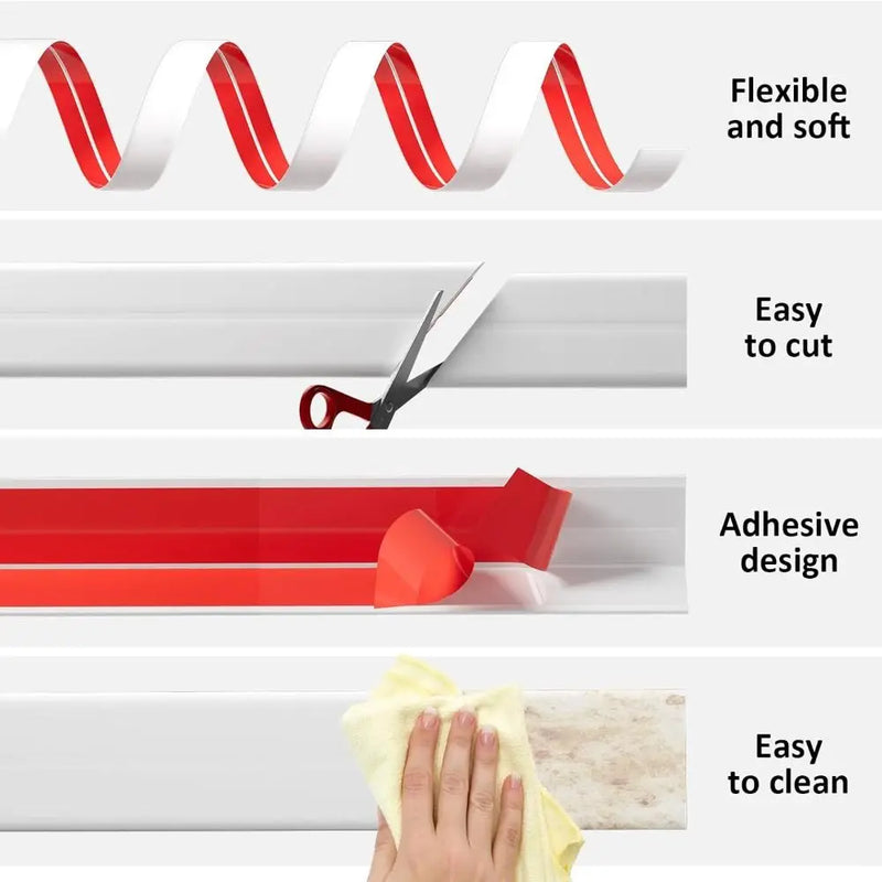 Self Adhesive Wall Corner Protector Peel and Stick Flexible Corner Moulding Trim Free Cut L Shape Edge Guard Inside Outside