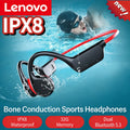 Lenovo Bone Conduction Wireless Headphones IPX8 Waterproof Swimming Sports Headset Hand-free With Mic For Running Earbuds