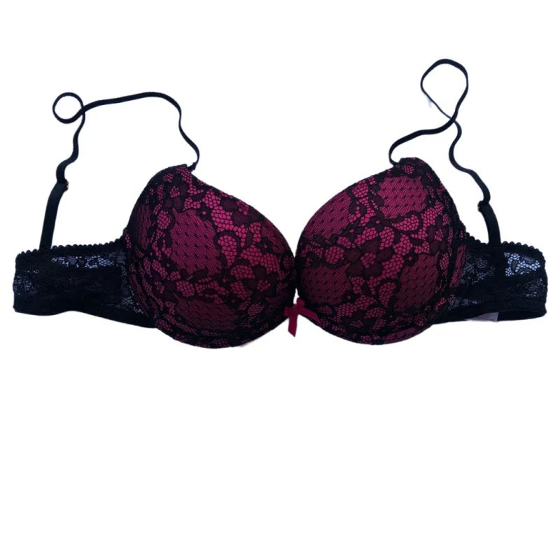 Cotton Deep V Lace Surface Push Up Sexy Bra Panty Sets Matching Bow G-string Comfortable Underwear Women Lingerie Set Intimates