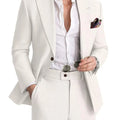 Mens Linen Suit 2 Piece Casual Suits for Men Summer Beach Groom Wedding Suit Linen Blazer Pants Set