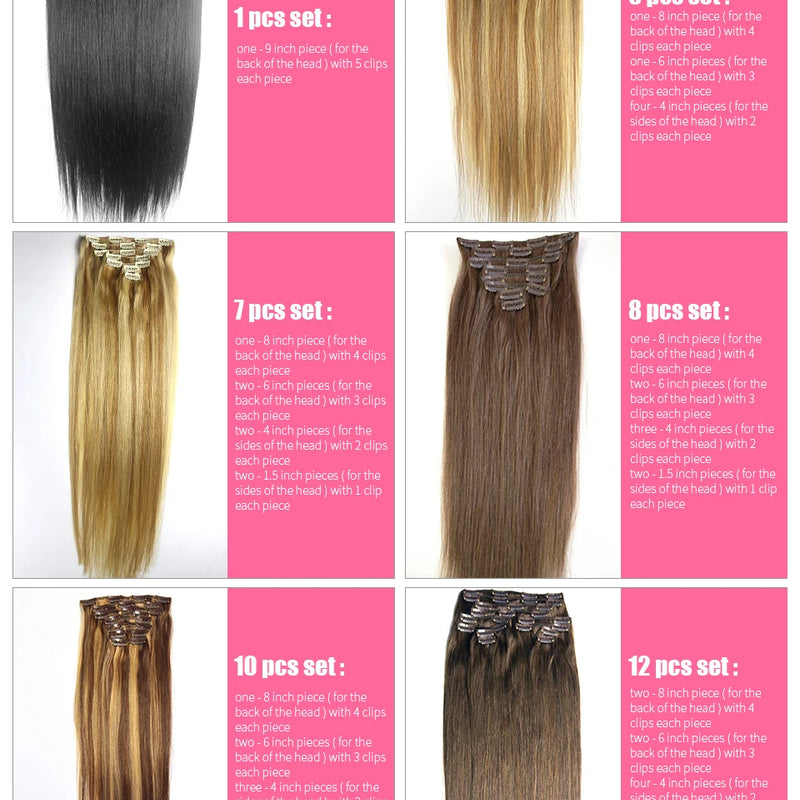 ZZHAIR Clip In 100% Human Remy Hair Extensions 16"-28" 8Pcs Set 100g-160g Full Head Body Wavy Natural