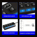 USB 2.0 Hub 4/7 Port Splitter Power Adapter With ON/OFF Switch Multiple Expander HUB For PC Laptop MacBook Desktop Accessories