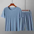 Casual Mens Quick Dry Pajama Set Short Sleeve T Shirt and Shorts Loungewear for Home Comfortable and cool fabric 1 set