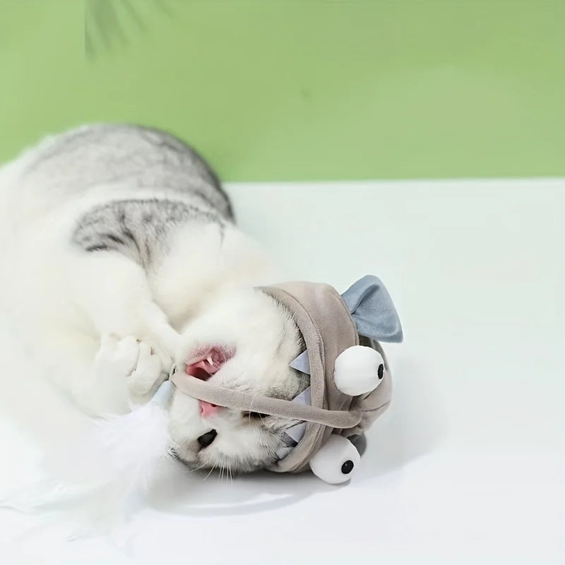 Adjustable Interactive Cat Headwear Toy - Pet Teaser Toy for Hours of Fun, Cat Cosplay Accessory