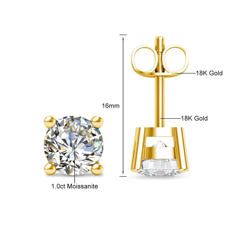 Szjinao Real Full 18k Gold Earrings AU750 Moissanite Diamond Real Gold Women Jewelry Certifid K Gold Luxurious Valentines Gifts