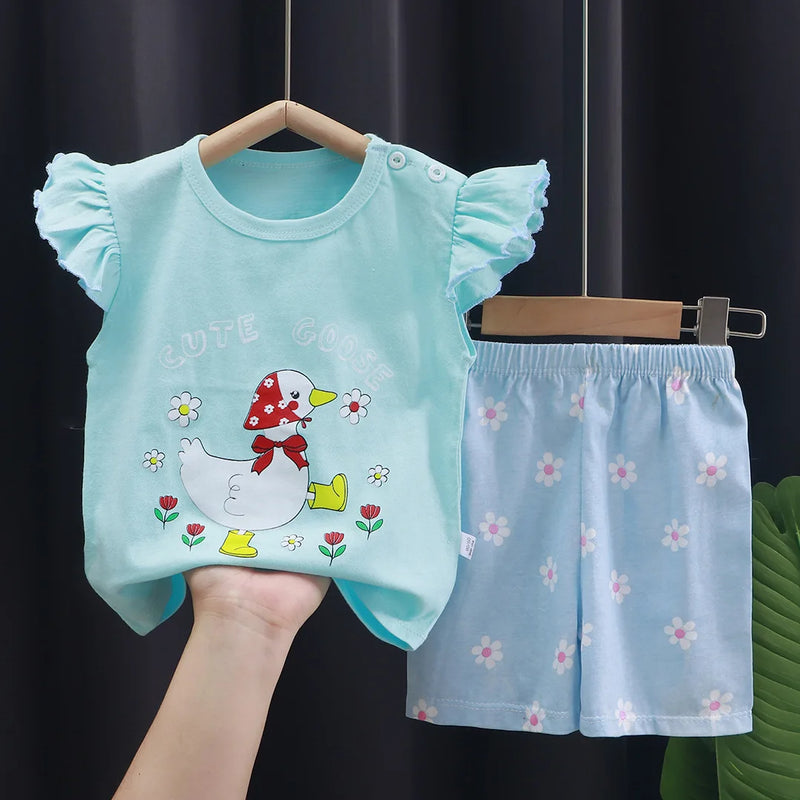 Baby Girls Clothes Sets For Kids Cartoon T - shirt+Short - View 12 | SAMAG