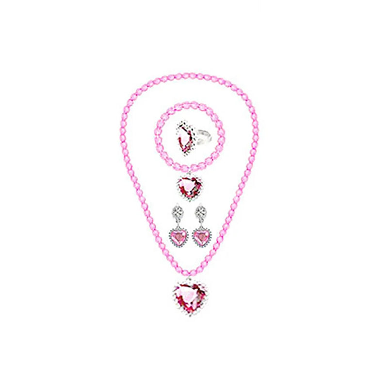 Children Girls Elsa Sofia Belle Princess Accessories Refinement Beading Necklace Bracelet Ring Earring Jewelry 5pcs Sets