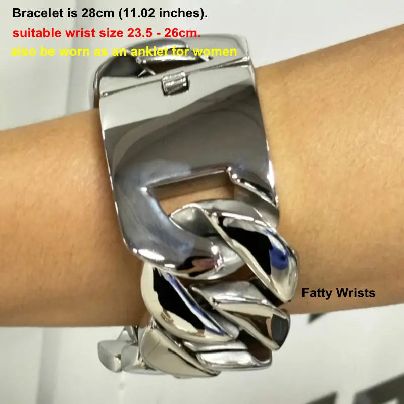KALEN 43MM Wide 316L Stainless Steel Larger Bracelet for Women Men Punk Shiny Choker Necklace Personalized Party Jewelry