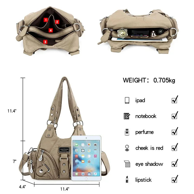 Angelkiss Women Handbags Rose Soft Tote Bag Small Top-handle Purse Fashion Satchel Multi-Pockets Shoulder Bag Hobos Phone Pack