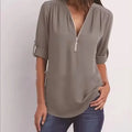 Women Cool Loose Shirt Deep V Neck Chiffon Fashion Blouse - View 19 | SAMAG