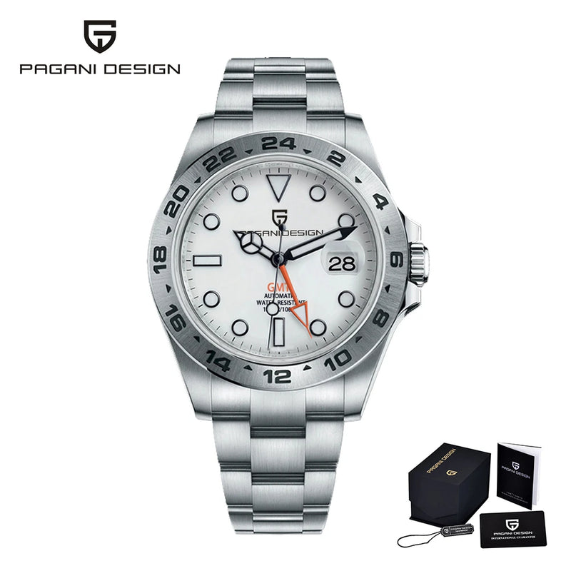 PAGANI DESIGN Vintage 42MM GMT Men's Watch PD1682 Automatic Mechanical Timepiece Sapphire Stainless Steel 100M Waterproof Retro