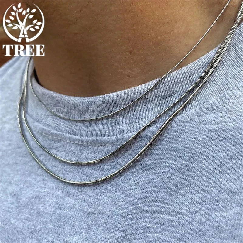 18K Gold Snake Chains Necklace 925 Sterling Silver Men's 1mm 2mm 3mm Chains Jewelry For Women Long Chains Accessories Gifts