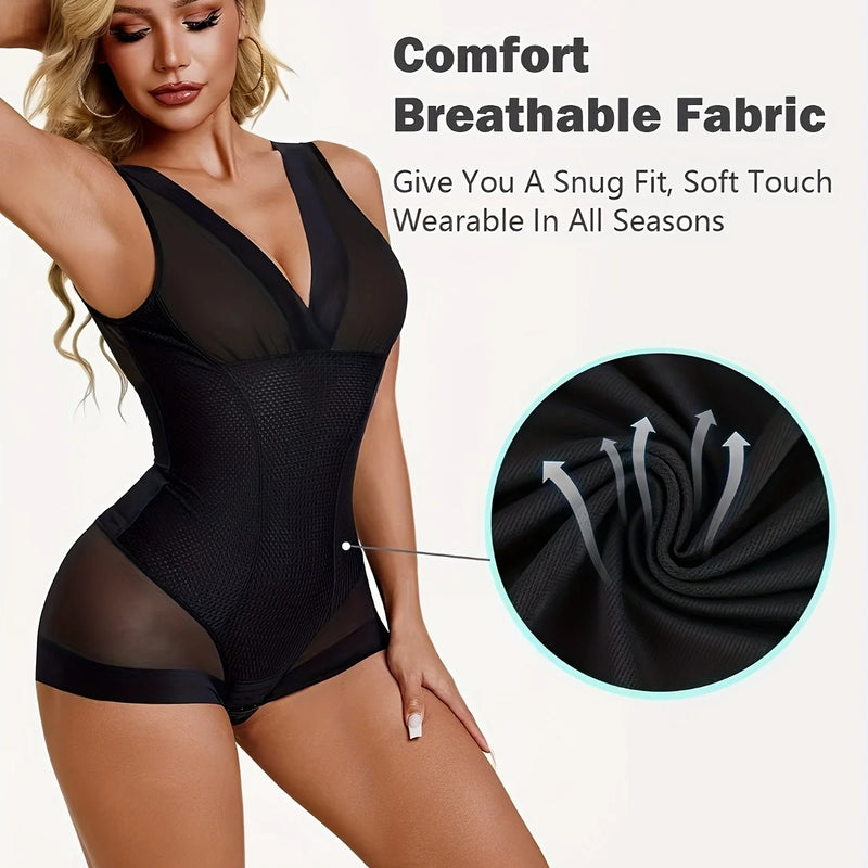 Sexy Women's Bodysuit Shapewear Black Waist-Cinching Shaping Pants