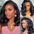 Hot Red Short Body Wave Lace Front Wigs 13x4 HD Bob Lace Wig Pre Plucked Glueless Synthetic Daily Wear Cosplay Heat Resistant