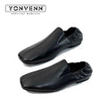Square headed monk leather shoes men's slip in loafers lazy shoes casual business cleanfit formal dress shoes