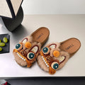 Women Chinese Style Lion Head Slippers Vintage Ethnic Open Toe Clogs Plush Warm Indoor Outdoor Casual Fashion Slide Footwear