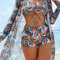 Tie Dye Bikinis Swimsuit Women Drawstring Front Swimwear | SAMAG
