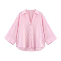 Striped Women's Shirt White Loose Casual for Summer - View 6 | SAMAG