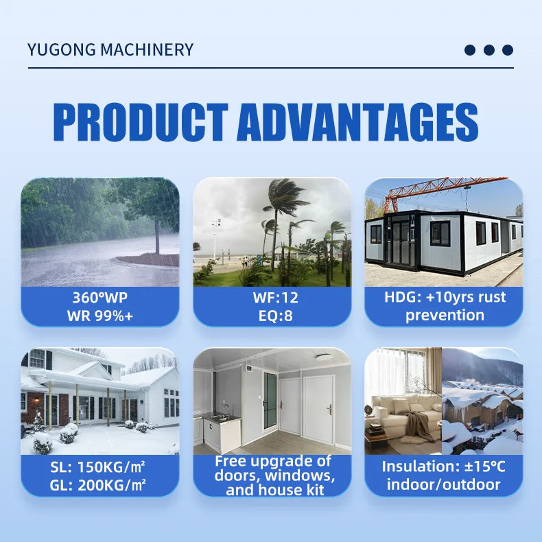 20FT/40 Portable Folding Steel Container House Prefabricated Tiny Home with 2/3 Bedroom Modular Expandable Housing customizable